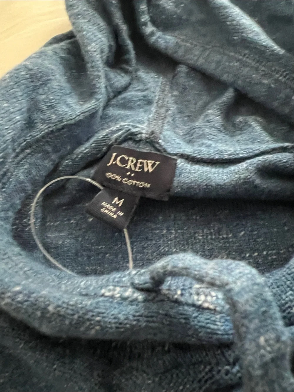 J. Crew Men's Heathered Navy Blue Hooded Sweater